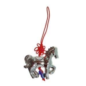 Amuleta Feng Shui - Cal cu ochi protector 9cm rosu/argintiu