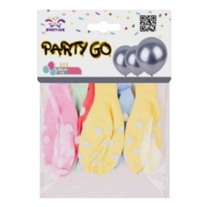 Balon culori diverse cu buline albe 30cm 6/set FA0514