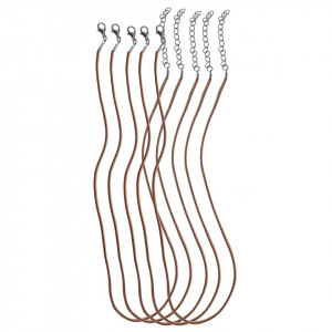 Baza colier imitatie piele 3mm x 45/50cm 5/set maro roscat