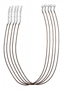Baza colier snur lucios cerat maro inchis 1mm x 50cm 5/set