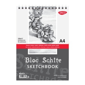 Bloc schite cu spira A4 160g 30 file Daco BD416