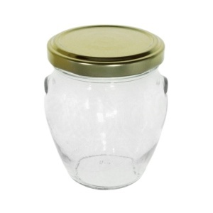 Borcan sticla forma amfora capac metalic 200ml 7x8,6cm (212 TO 63 PG)