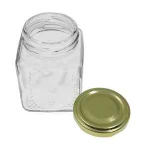 Borcan sticla patrat Liguria capac metalic culori diverse 120ml 5,3x7,4cm (TO 48CH2) - Img 2