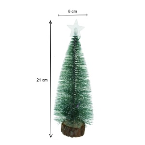 Brad sarma verde nins cu suport lemn si instalatie multicolora 21cm - Img 2
