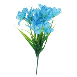 Brandusa textil si plastic albastru/bleu/galben 35cm 5 ramificatii