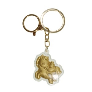 Breloc Feng Shui - Cal auriu din rasina cu pepite 11cm auriu