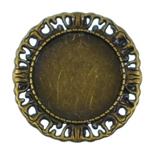 Brosa baza bronz 38mm cabochon rotund 25mm B126