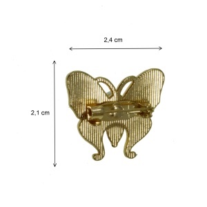 Brosa fluture 2,1x2,4cm auriu/alb - Img 2