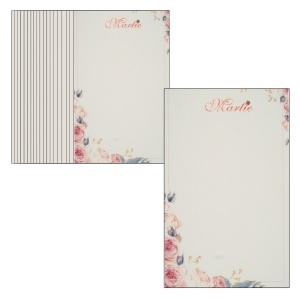 Cartonas martisor model trandafiri roz cu albastru 8,5x5,3cm 20/set