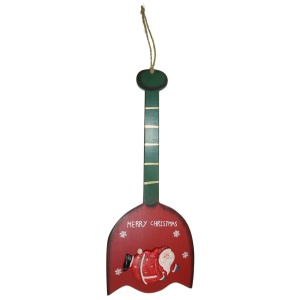 Chitara placaj rosu/verde si Mos Craciun/Om de zapada ceramica diverse modele 41x16cm cu agatatoare