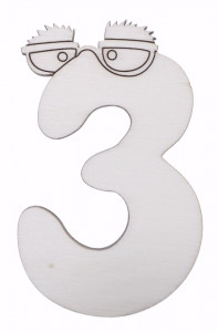 Cifra hazlie placaj cu ochi gravati -3- de 7-7,5cm