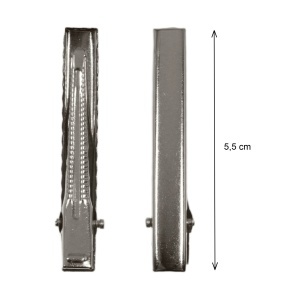 Clama metalica pentru par 5,5x0,8cm argintiu inchis 2/set - Img 2