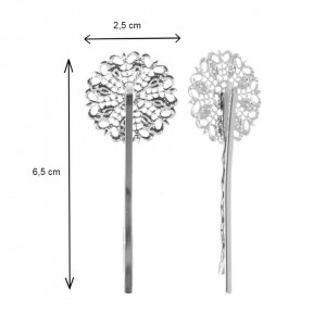 Clama par argintie 6,5cm cu platou filigranat 2,5cm 2/set - Img 2