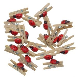 Cleste lemn buburuza 2,5cm 20/set natur/rosu