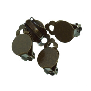 Clips cercei bronz cu baza platou 13mm 4/set - Img 1