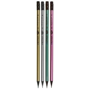 Creion grafit HB cu radiera Daco CG203 corp color metalizat - Img 2