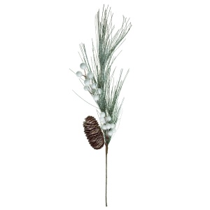 Crenguta pin cu bobite albe si con 65cm