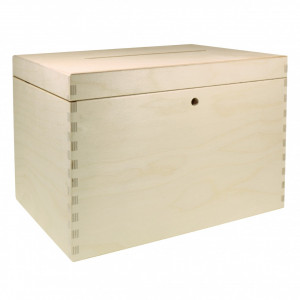Cutie lemn dreptunghiulara pentru bani cu cheie 29x20x21cm PZ129O