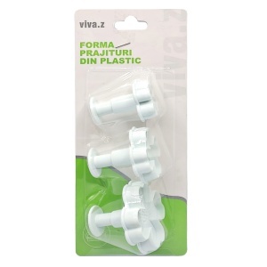 Decupator plastic cu piston floare 4 petale 3,5-5,5cm 3/set T05004
