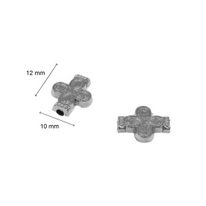 Distantier metalic argintiu inchis cruce rotunjita 10x12mm 10/set - Img 2