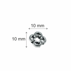 Distantier metalic argintiu inchis model floral 10x10mm 10/set - Img 2