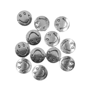 Distantier metalic argintiu smiley face 10x10mm 12/set