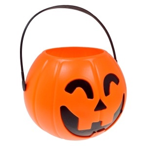 Dovleac plastic portocaliu cu maner si led 17x13cm