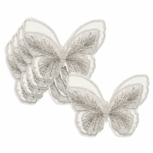 Fluture textil alb 6cm 5/set