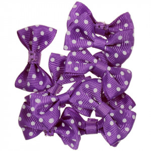 Fundita textil mov cu buline albe 4cm 10/set