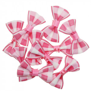 Fundita textil roz, alb, fucsia carouri 4cm 10/set