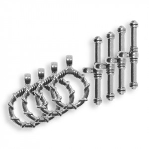 Inchizatoare toggle decorativa argintiu inchis 21x27mm 4/set I56 - Img 1