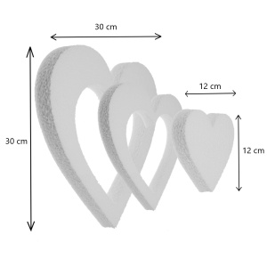 Inima polistiren dens decupata 30x30,5/20x20,4x2cm 2/set + inima plina 12x12x2cm - Img 2