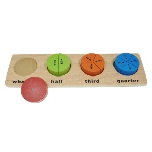 Joc educativ din lemn - Fractii 1-1/4 culori diverse 10x35,5x5,5cm 10 piese + suport - Img 2