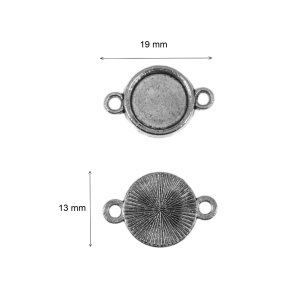 Link metalic argintiu inchis baza cabochon 19x13mm interior 9,6mm 10/set LK32 - Img 2