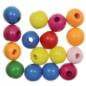 Margele lemn rotunde multicolor 15x16mm 20g