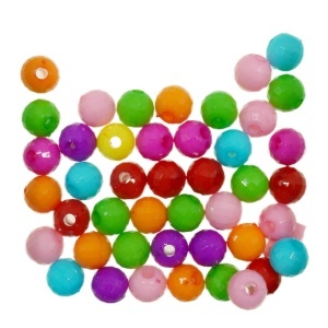 Margele plastic fatetate culori diverse 9,3x9,7mm 20g (44buc)