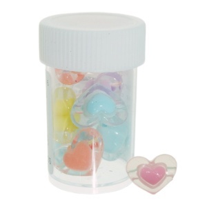 Margele plastic forma inima culori pastel 17x13mm 9g/borcan