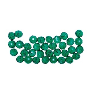 Margele sticla fatetata rondele verde inchis transparent 6x7,5mm 15g