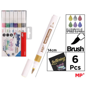 Marker metalizat varf pensula 6 culori/set MP PP920 - Img 2