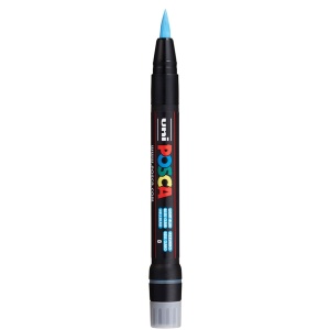 Marker vopsea pe baza de apa varf pensula Uni Posca pcf-350 m423 albastru deschis