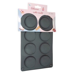 Matrita silicon 8 scoici rotunde 16,5x27x1cm gri W01008