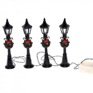 Miniatura felinar stalp din plastic negru cu coronita cu led 12x2,5cm 4/set DD53781 - Img 2