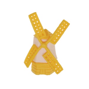 Miniatura moara de vant din plastic galben/crem 1,8x3x4cm