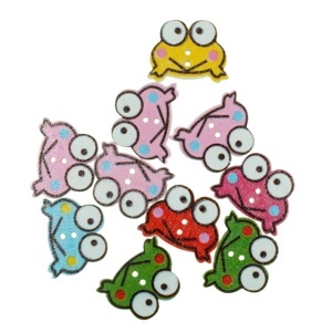 Nasture lemn model broasca multicolor 2,5x1,9x0,2cm 10/set 121337