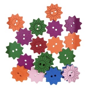 Nasture lemn multicolor floare 10 petale 1,7cm 20/set