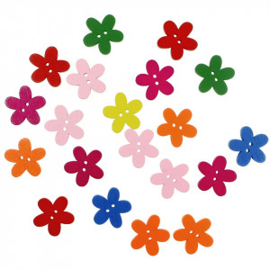 Nasture lemn multicolor floare 5 petale 2cm 20/set