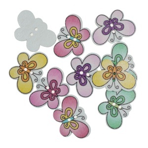 Nasture lemn multicolor fluture 2x3cm 10/set 121687