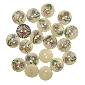 Nasture lemn natur model floral multicolor 1,5cm 20/set 121328