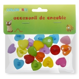Nasture plastic culori diverse inima fatetata 1,4cm 20/set A641