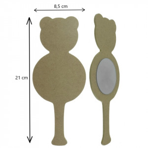 Oglinda rotunda pe suport mdf ursulet cu maner 21x8,5cm - Img 2